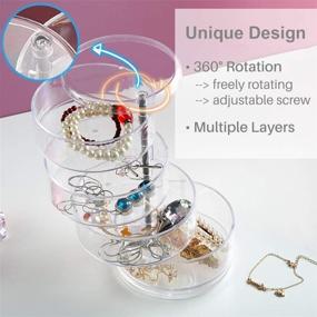 img 2 attached to 💍 Small Jewelry Box Earring Holder: 5-Layer Rotatable Jewelry Organizer for Women | Transparent Jewelry Storage Box with Lid for Earrings, Necklaces, Bracelets | Accessory Storage Tray