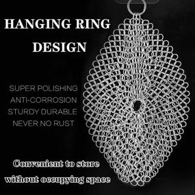 img 1 attached to 🍳 316L Premium Stainless Steel Chainmail Scrubber by Ralleyfun - Cast Iron Cleaner & Pan Scraper Ideal for Pre-Seasoned Pans, Dutch Ovens, Skillets, and More! (4 INCH)