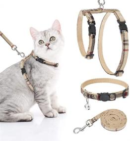 img 4 attached to Escape Proof Cat Harness Set: Adjustable Vest with Leash, Breakaway Collar, and Fashionable Plaid Design – Safe Outdoor Walking for Cats and Small Dogs