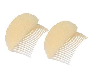 img 3 attached to 🐝 Bump It Up Volume Inserts Hair Comb Set of 2 - Beehive Hair Stick Bun Maker Tool with Styling Accessories for Women, Lady, and Girls in Beige