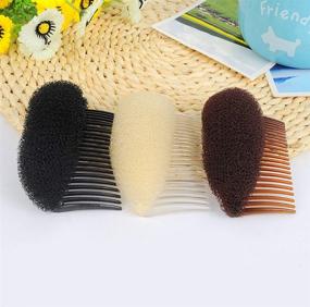 img 1 attached to 🐝 Bump It Up Volume Inserts Hair Comb Set of 2 - Beehive Hair Stick Bun Maker Tool with Styling Accessories for Women, Lady, and Girls in Beige