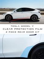 2020-2021 custom fit rear door rock chip paint protection film kit for tesla model y - crystal shield. diy accessories with squeegee & install gel included. self-healing clear 3m scotchgard pro series ppf logo