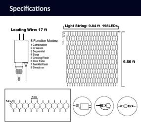 img 2 attached to 🎄 Dooit 9.8FT x 6.6FT 198 LED Net Lights, Connectable 8 Twinkle Modes Mesh Lights for Outdoor Christmas Patio Garden Fence Decoration, Warm White