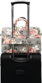 img 1 attached to 🌹 Canvaslife Grey Rose Pattern Waterproof Laptop Shoulder Messenger Bag for 14-15.6 inch Laptops and MacBook Pro 15 - Stylish Laptop Case with Secure Protection