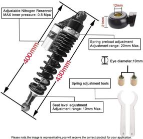 img 3 attached to Универсальные задние амортизаторы для мотоцикла Luckmart 15 дюймов 400 мм - задняя подвеска для Honda Suzuki Yamaha Kawasaki ATV Go Kart Quad Dirt Sport Bikes - черно-серебристые (пара)