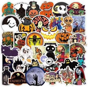 img 4 attached to Homabachyco Halloween Stickers Decorations - 50pcs Pumpkin Bat Stickers for Kids and Adults, Cute Vinyl Laptop Stickers for Skateboards, Water Bottles, Cars, Bumpers, and Scrapbooks