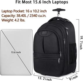 img 3 attached to 🎒 Water Resistant Rolling Backpack: Versatile Travel and Laptop Bag for Women and Men - Fits 15.6-inch Notebooks and Doubles as Carry-On Luggage - Trolley Suitcase for Business, College, and More - Black