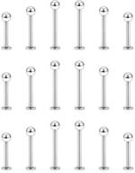 👄 yaalozei 18pcs stainless steel labret monroe lip ring tragus helix earring set - (16g 14g) body piercing jewelry with 8-12mm bar length, mix size logo