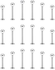 img 3 attached to 👄 Yaalozei 18PCS Stainless Steel Labret Monroe Lip Ring Tragus Helix Earring Set - (16G 14G) Body Piercing Jewelry with 8-12mm Bar Length, Mix Size