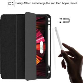 img 1 attached to 📱 Soke New iPad Pro 11 Case 2021 with Pencil Holder - Full Body Protection + 2nd Gen Apple Pencil Charging + Auto Wake/Sleep - Soft TPU Back Cover for 2021 iPad Pro 11 inch (Black)