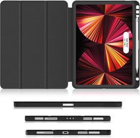 img 2 attached to 📱 Soke New iPad Pro 11 Case 2021 with Pencil Holder - Full Body Protection + 2nd Gen Apple Pencil Charging + Auto Wake/Sleep - Soft TPU Back Cover for 2021 iPad Pro 11 inch (Black)