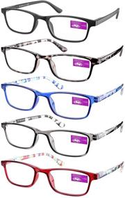 img 4 attached to 👓 Affordable 5-Pack Reading Glasses with Anti Glare Filter - Lightweight Spring Hinge Eyeglasses for Men and Women (+2.5)