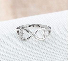 img 2 attached to 💍 SBI Jewelry: Romantic Heart Infinity Rings – Engraved 'I Love You' Sterling Silver Women's Jewelry Gift for Birthday & Valentine's Day