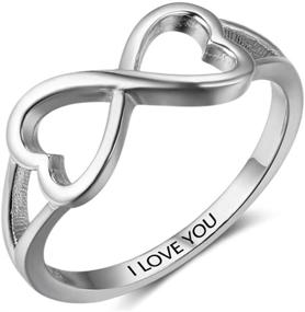 img 4 attached to 💍 SBI Jewelry: Romantic Heart Infinity Rings – Engraved 'I Love You' Sterling Silver Women's Jewelry Gift for Birthday & Valentine's Day