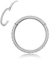 rnblm jewelry - 16g-18g stainless steel nose ring hoop for women and men with cz small cartilage septum clicker - sizes 6mm, 8mm, 10mm logo