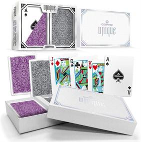 img 2 attached to 🃏 Copag Unique Luxury Design: Premium 100% Plastic Playing Cards - Poker Size, Regular Index - Purple/Grey Double Deck Set