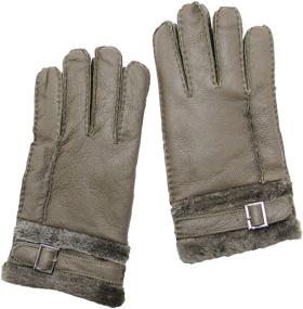 img 2 attached to 🧤 Shearling Sheepskin Mittens for Men - YISEVEN Adjustable Accessories in Gloves & Mittens