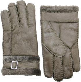 img 4 attached to 🧤 Shearling Sheepskin Mittens for Men - YISEVEN Adjustable Accessories in Gloves & Mittens