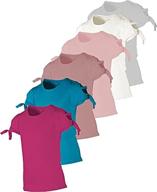 👚 stylish girls' 5 pack short sleeve t-shirt with cold shoulder and tie sleeves, size 4-6x - trendy fashion top for girls logo