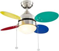 🌀 noma 30-inch led ceiling fan with light: multi-color or white blades, brushed-nickel finish, frosted glass shade логотип