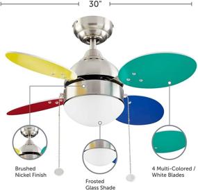 img 3 attached to 🌀 NOMA 30-Inch LED Ceiling Fan with Light: Multi-Color or White Blades, Brushed-Nickel Finish, Frosted Glass Shade