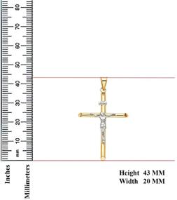 img 2 attached to 🕊 Religious Crucifix Cross Charm Pendant in 14k Two Tone Gold - 43mm X 20mm