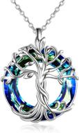 🌳 stunning toupop tree of life necklace: 925 sterling silver celtic family tree pendant with circle crystal; perfect jewelry gift for women, girls, friends, mom - ideal for birthdays and christmas celebrations logo
