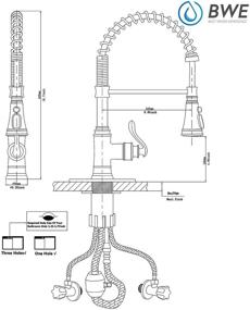 img 3 attached to 🚰 BWE High Arc Oil Rubbed Bronze Kitchen Faucet with Deck Plate - Single Handle Lever, Pull Down Sprayer, 3 Function, Lead-Free - Perfect for Farmhouse, Commercial Bar, and Kitchen Sinks