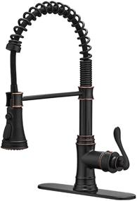 img 4 attached to 🚰 BWE High Arc Oil Rubbed Bronze Kitchen Faucet with Deck Plate - Single Handle Lever, Pull Down Sprayer, 3 Function, Lead-Free - Perfect for Farmhouse, Commercial Bar, and Kitchen Sinks