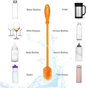 img 1 attached to 🧼 Silicone Bottle Brush Cleaner for Bottles, Vases, and Glassware - Water Bottle Cleaning Brush for Washing Containers (Orange)