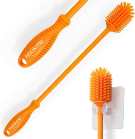 img 4 attached to 🧼 Silicone Bottle Brush Cleaner for Bottles, Vases, and Glassware - Water Bottle Cleaning Brush for Washing Containers (Orange)