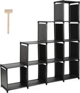 📚 dazhom 10-cube storage organizer rack: versatile diy bookcase for living room, children's room, and bedroom - black логотип