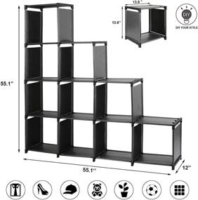 img 2 attached to 📚 DazHom 10-Cube Storage Organizer Rack: Versatile DIY Bookcase for Living Room, Children's Room, and Bedroom - Black