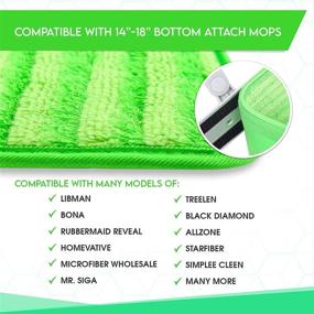 img 2 attached to 🧹 4 Pack of Reusable Microfiber Mop Pads - Washable Cloth Mop Head Refills Ideal for Thick Spray, Wet, Dust, and Dry Cleaning - Velcro Attachment, 18" Inch - Fits Bona, Bruce, Rubbermaid, Libman, and More Brands