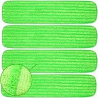 🧹 4 pack of reusable microfiber mop pads - washable cloth mop head refills ideal for thick spray, wet, dust, and dry cleaning - velcro attachment, 18" inch - fits bona, bruce, rubbermaid, libman, and more brands logo