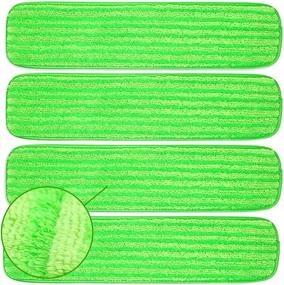 img 4 attached to 🧹 4 Pack of Reusable Microfiber Mop Pads - Washable Cloth Mop Head Refills Ideal for Thick Spray, Wet, Dust, and Dry Cleaning - Velcro Attachment, 18" Inch - Fits Bona, Bruce, Rubbermaid, Libman, and More Brands