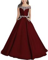 👗 burgundy girls' dresses: junguan shoulder princess birthday clothing logo