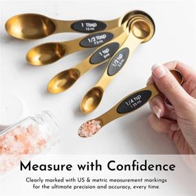 img 3 attached to 🥄 Magnetic Stainless Steel Measuring Spoons Set - Gold Magnetic Measuring Spoon Set for Cooking & Baking - Cute Measuring Spoons, Ideal for Precise Measurements