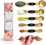 🥄 magnetic stainless steel measuring spoons set - gold magnetic measuring spoon set for cooking & baking - cute measuring spoons, ideal for precise measurements logo