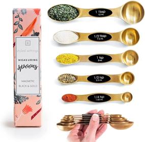 img 4 attached to 🥄 Magnetic Stainless Steel Measuring Spoons Set - Gold Magnetic Measuring Spoon Set for Cooking & Baking - Cute Measuring Spoons, Ideal for Precise Measurements