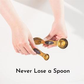 img 2 attached to 🥄 Magnetic Stainless Steel Measuring Spoons Set - Gold Magnetic Measuring Spoon Set for Cooking & Baking - Cute Measuring Spoons, Ideal for Precise Measurements