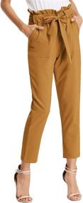 img 4 attached to Grace Karin Women's Paper Bag Waist Slim Fit Pencil Pants - Stylish Office Casual Trousers