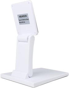 img 3 attached to 💻 Adjustable Folding VESA Monitor Desk Stand - Single Mount for LCD Screens (White) with VESA Hole 75x75mm 100x100mm