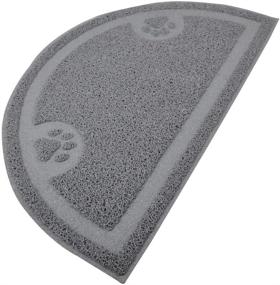 img 1 attached to 🐾 Cat Paw Print Litter Box Mat - Door Mat, Kitty Litter Rug - Half Circle Shape - 23.5x14.25 Inches