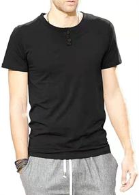 img 4 attached to 👕 Togym Grey Men's Short Sleeve Cotton Henley Shirts - Clothing for Optimal Comfort