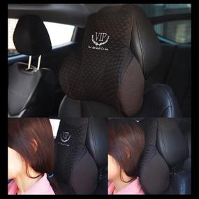 img 2 attached to 🚗 Enhance Your Driving Experience with VIP Luxury Black Memoryform Cushions Car Seat Head Neck Rest Cushion Headrest Pillow Pad (1pack)