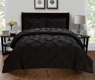 elegant comfort luxury super-soft coziest 1500 thread count egyptian quality pintuck design duvet cover set - wrinkle-free, king/california king, black (includes comforter protector) logo