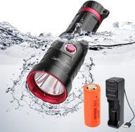 🤿 professional dive light - 12000 lumen super bright scuba flashlight with rechargeable battery and charger. ipx8 waterproof, submersible up to 150m depth, perfect for underwater safety logo