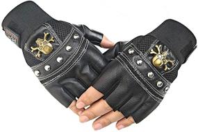 img 1 attached to Motorcycle Skeletal Cycling Driving Fingerless Men's Accessories for Gloves & Mittens
