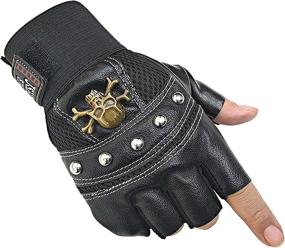 img 2 attached to Motorcycle Skeletal Cycling Driving Fingerless Men's Accessories for Gloves & Mittens